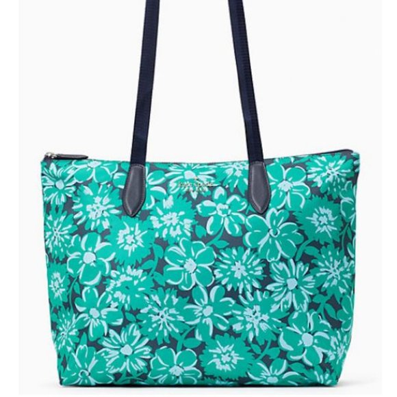 KATE SPADE NWT LARGE GREEN MULTI PACKABLE TOTE WITH WRISTLET! - Picture 3 of 13